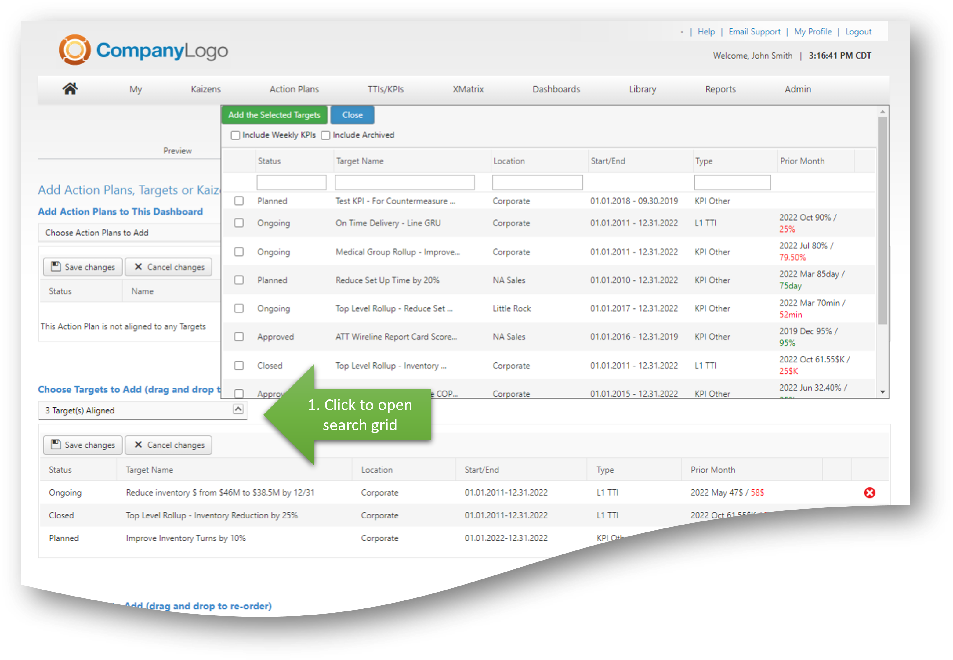 Adding and Ordering Items On the Dashboard