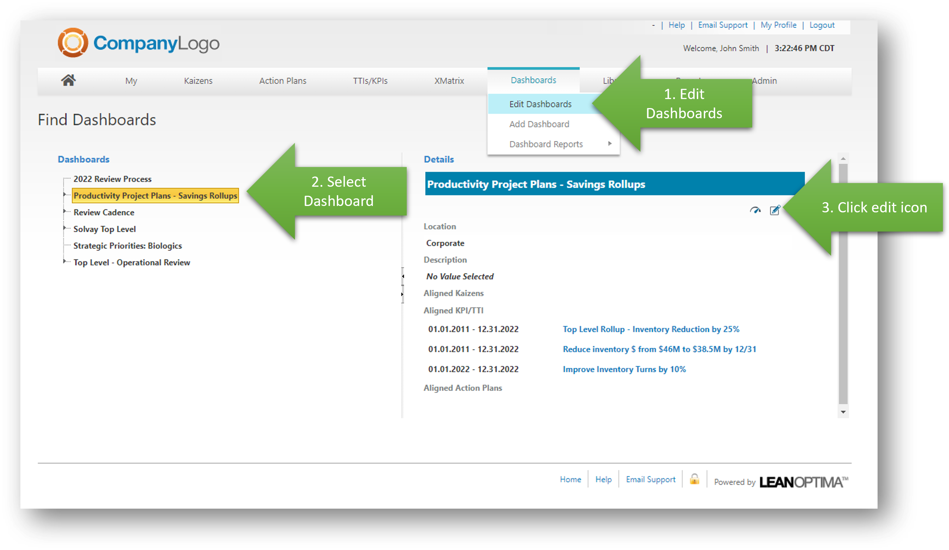 Adding and Ordering Items On the Dashboard